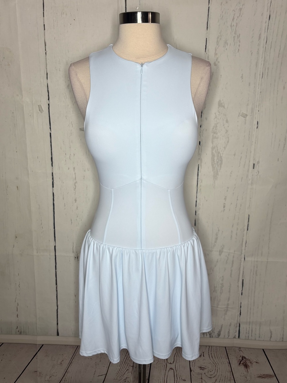 Light Blue Sleeveless Fit-and-Flare Dress